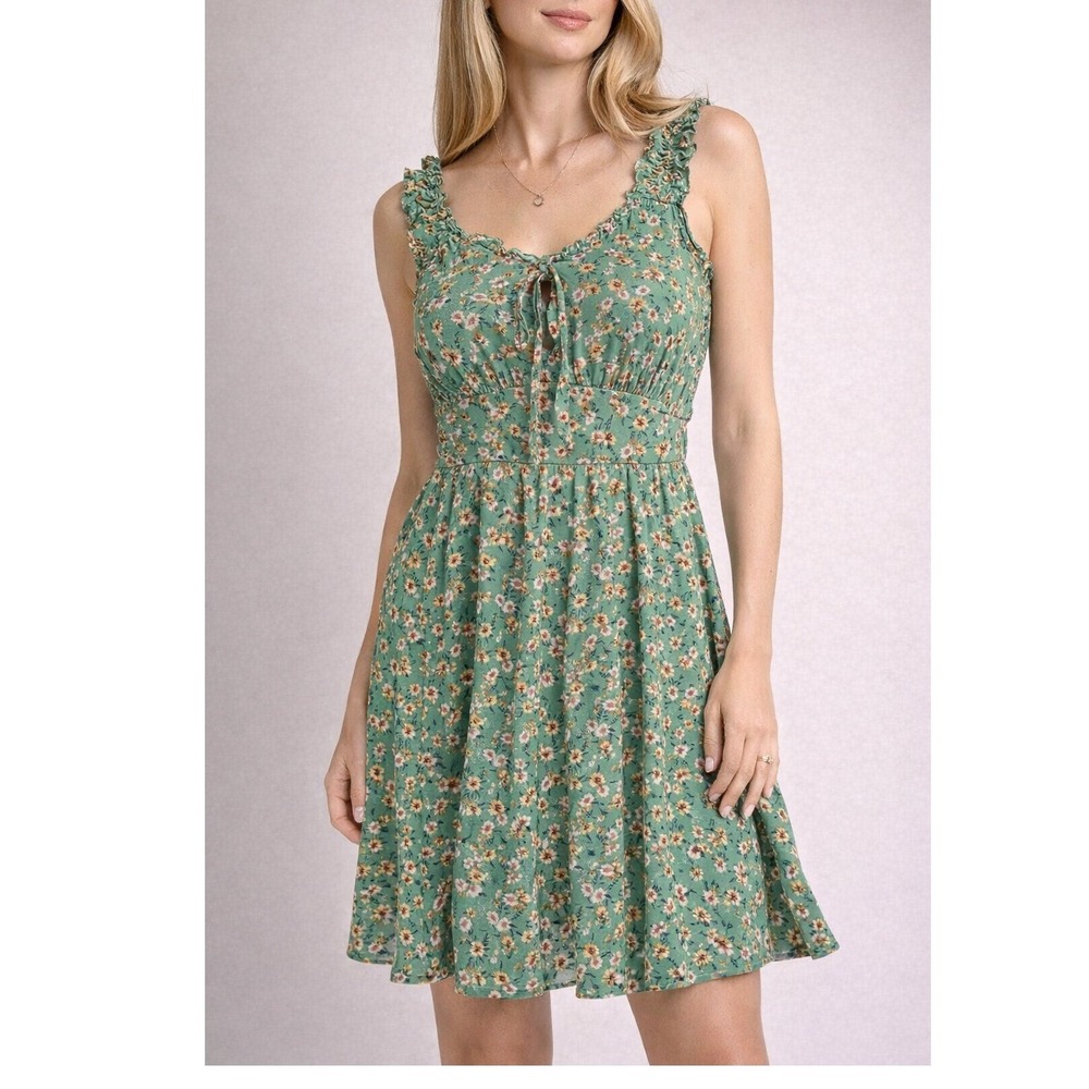 Inspired Hearts Green Floral Mini Dress
